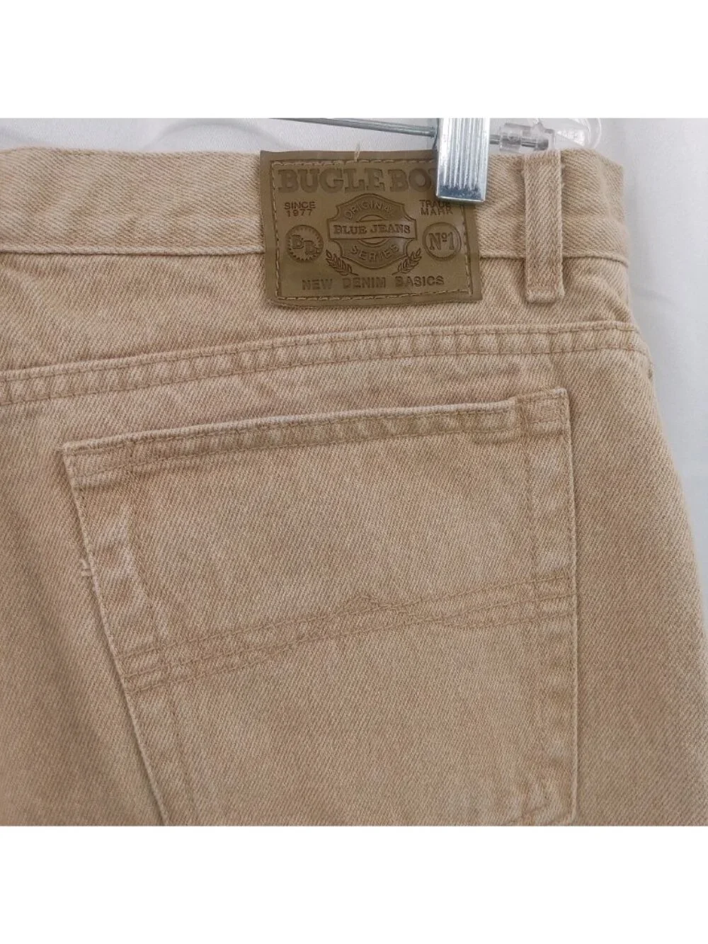 Vintage Bugle Boy 750 Pants Jeans Mens Size 36 Cotton Tan Baggy 5 Pocket 36x30
